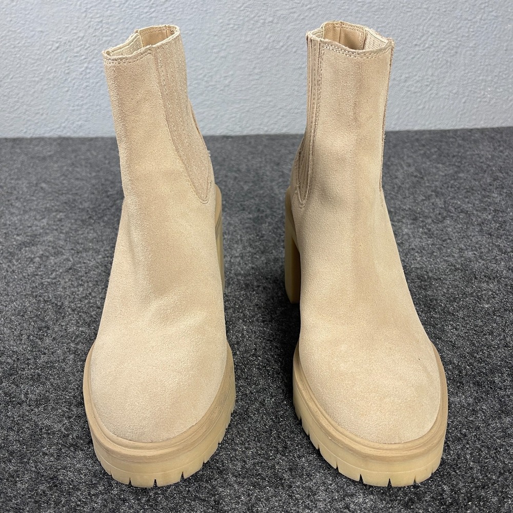 Dolce Vita Chelsea Boots Womens 10 Beige Suede Platform Lug Sole Block - Picture 5 of 10